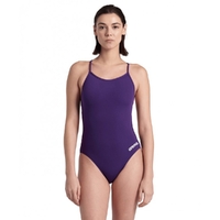 Arena Women's Solid Lace Back 901 - Plum/White One-piece Swimwear, Women's Swimwear