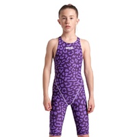 Arena Powerskin ST Next Junior Girls Swimming Race Suit - 877 Leopard Violet Girls Racing Swimwear