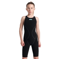 Arena Girls Powerskin Impulso - 100 Black Teal Swimming Race Suit - Girls Racing Swimwear