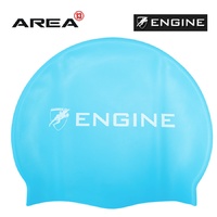 Engine Solid Blue Swim Cap, Swimming Cap, Silicone Swim Cap