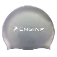 Engine Solid Silver Swim Cap, Swimming Cap, Silicone Swim Cap