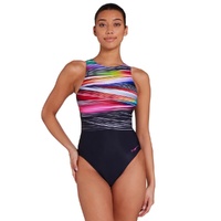 Zoggs Women's Prism Geo Hi Front X Back One Piece, Ladies Swimsuit