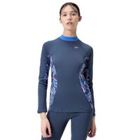 Speedo Women's Printed Long Sleeve Sun Top - Spruce Blue, Women's Rashie