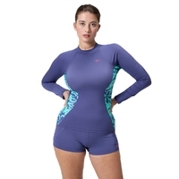 Speedo Women's Printed Long Sleeve Sun Top, Hapuna Blue - Women's Rashie