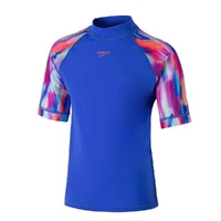 Speedo Girls Endurance + Short Sleeve Suntop, Cobalt Pop - Girls Rashie