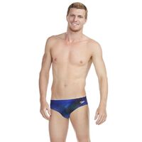 Speedo Men's Allover Printed 7cm Brief Swimwear - Beautiful Blue/Bolt/Carrot Cake