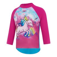 Speedo Toddler Girls Galloping Rainbow Unicorn Long Sleeve Sun Top, Toddler Girls Rashie