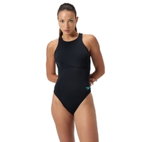 Speedo Women's Racer Zip One Piece Swimsuit - Anthracite, Women's Swimwear