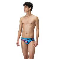 Speedo Men's Allover Digital 7cm Brief Swimwear - True Navy/Siren Red