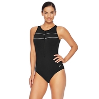 Speedo Spirit Turbo Suit One Piece, Black/White, Ladies Swimwear 