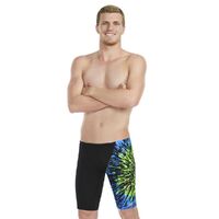 Speedo Men's Placement V-Cut Jammer -Black/Picton Blue/Harlequin Green, Men's Speedo Swimwear