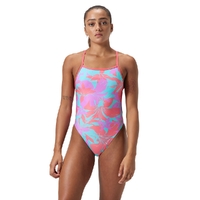 Speedo Women's Allover Digital Vback One Piece Swimsuit, Kaluna Floral - Arctic Glass