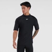 Speedo Men's Short Sleeve Sun Top, Men's Rashie - Black