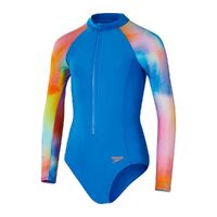 Speedo Girls Long Sleeve One Piece Swimwear - Punch Blue