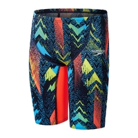 Junior Boys Fastskin Endurance+ Max High Waisted Jammer, Dark Teal/Picton Blue/Siren Red