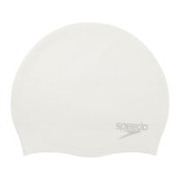 Speedo Plain Moulded Silicone Swim Cap - White & Silver, Silicon Swimming Cap, Swim Caps