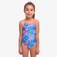 Funkita Bundjalung Blue ECO Toddler Girls Printed One Piece Swimwear, Toddler Girls One Piece Swimwear