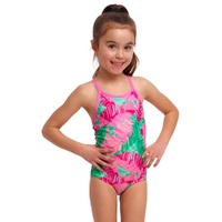 Funkita Tropic Palm ECO Toddler Girls Printed One Piece Swimwear, Toddler Girls One Piece Swimwear