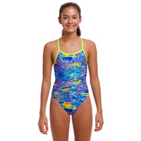 Funkita Girls Stir Crazy ECO Single Strap One Piece Swimwear, Girls Full Piece Swimsuit