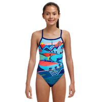 Funkita Girls Vive La Funky ECO Single Strap One Piece Swimwear, Girls Full Piece Swimsuit