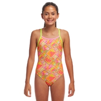 Funkita Girls Hula Bula ECO Single Strap One Piece Swimwear, Girls Full Piece Swimsuit