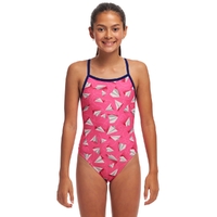 Funkita Girls Paper Pink ECO Single Strap One Piece Swimwear, Girls Full Piece Swimsuit