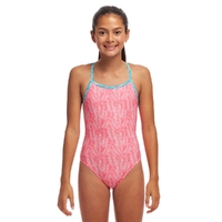 Funkita Girls Sweet Releaf ECO Single Strap One Piece Swimwear, Girls Full Piece Swimsuit