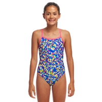 Funkita Girls Time Warp ECO Single Strap One Piece Swimwear, Girls Full Piece Swimsuit