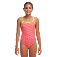 Funkita Girls Wicked Waves ECO Single Strap One Piece Swimwear, Girls Full Piece Swimsuit