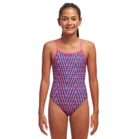 Funkita Girls Daily Steps ECO Single Strap One Piece Swimwear, Girls Full Piece Swimsuit