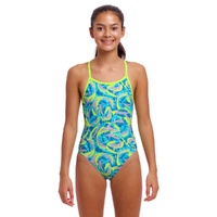 Funkita Girls Ice Slicer  ECO Single Strap One Piece Swimwear, Girls Full Piece Swimsuit