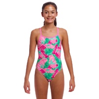 Funkita Girls Tropic Palm ECO Single Strap One Piece Swimwear, Girls Full Piece Swimsuit