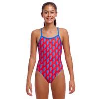 Funkita Girls Hot Volt ECO Single Strap One Piece Swimwear, Girls Full Piece Swimsuit