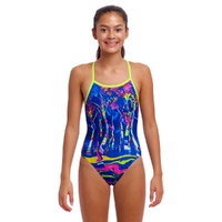 Funkita Girls Dammed ECO Single Strap One Piece Swimwear, Girls Full Piece Swimsuit