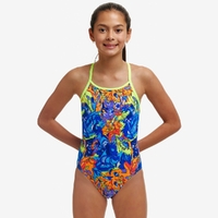 Funkita Girls Mixed Mess ECO Diamond Back One Piece Swimwear, Girls Full Piece Swimsuit