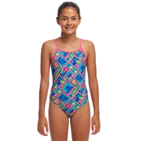 Funkita Girls Coco Canel ECO Diamond Back One Piece Swimwear, Girls Full Piece Swimsuit