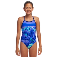 Funkita Girls Remarkables ECO Diamond Back One Piece Swimwear, Girls Full Piece Swimsuit