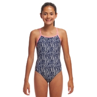 Funkita Girls Pressure Palm ECO Diamond Back One Piece Swimwear, Girls Full Piece Swimsuit