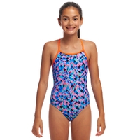 Funkita Girls Warp Tour ECO Diamond Back One Piece Swimwear, Girls Full Piece Swimsuit