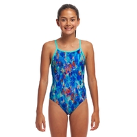 Funkita Girls Paint Press ECO Diamond Back One Piece Swimwear, Girls Full Piece Swimsuit