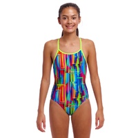 Funkita Girls The Glitch ECO Diamond Back One Piece Swimwear, Girls Full Piece Swimsuit