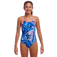 Funkita Girl Soaring Hi ECO Diamond Back One Piece Swimwear, Girls Full Piece Swimsuit