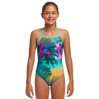 Funkita Girls The Beach ECO Strapped In One Piece Swimwear, Girls One Piece Swimsuit