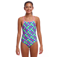 Funkita Post It Girls Tie Me Tight One Piece Swimwear, Girls Full Piece Swimsuit