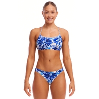 Funkita Women's Blossom Blue ECO Crop Top Two Piece Swimwear, Ladies Two Piece Swimsuit