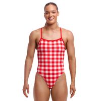 Funkita Red Checker Ladies Single Strength One Piece Swimwear, Women's Swimsuit