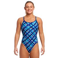 Funkita Women's Blue Bunkers Diamond Back One Piece Swimwear, Women's Swimsuit