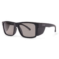 Liive Vision Tradie Safety Sunglasses - Polarized Matt Black Silver, Black Blinker - Live Sunglasses