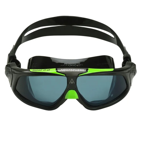 Aqua Sphere Seal 2.0 Swim Mask Black/Green  - Smoked Lens - Swimming Mask