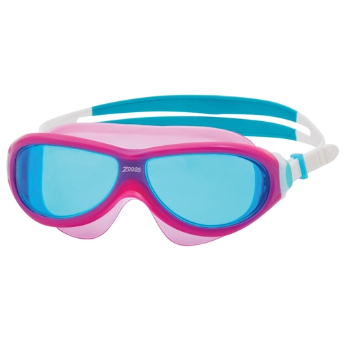 Zoggs Phantom Junior Swimming Mask - Pink/White - Tinted Blue Lens - Ages 6 - 14 - Children's Goggles